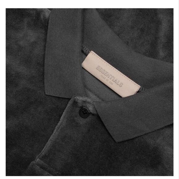 Fear Of God Essentials Women’s Sleeveless Velour Polo In Iron - Picture 4 of 12